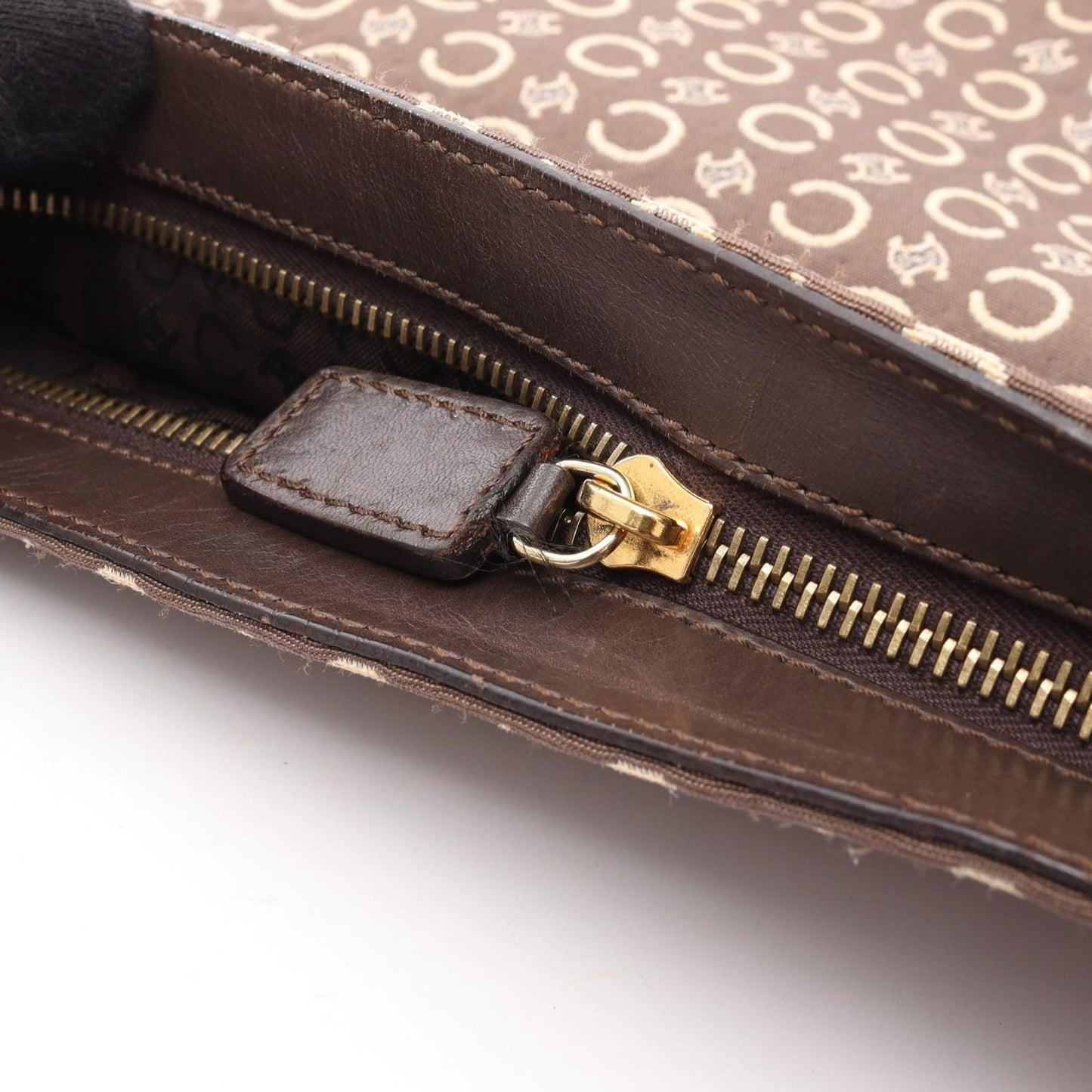 CELINE C Macadam Brown Canvas & Leather Shoulder Bag