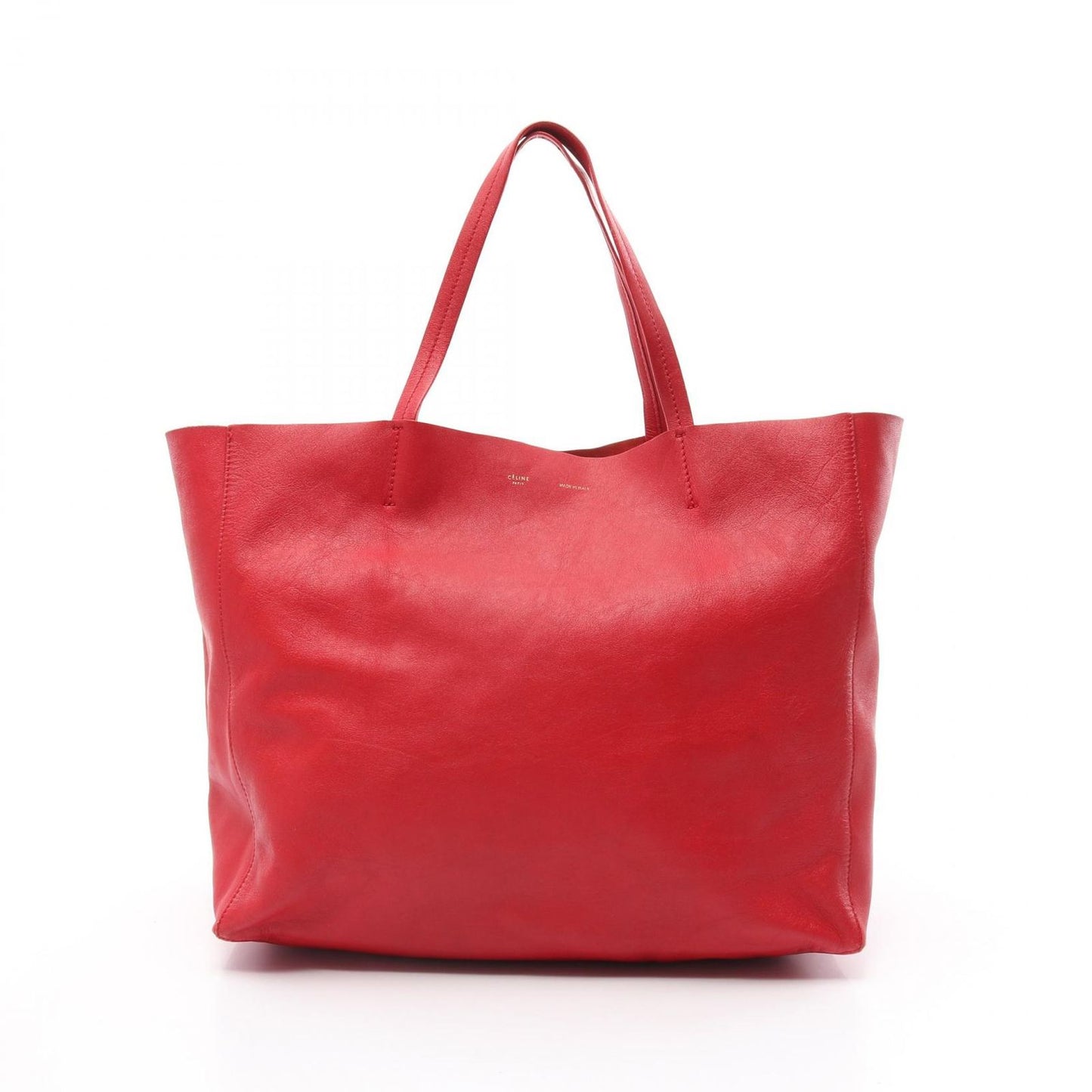 CELINE Horizontal Cabas Tote Bag in Red Leather - Timeless Elegance