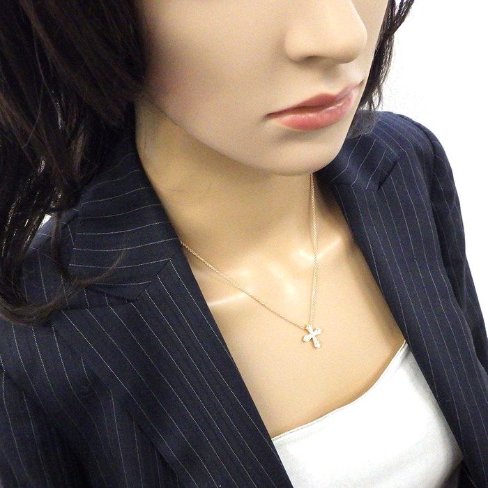 Graff Trapezoid Cross Diamond Necklace in K18 Pink Gold