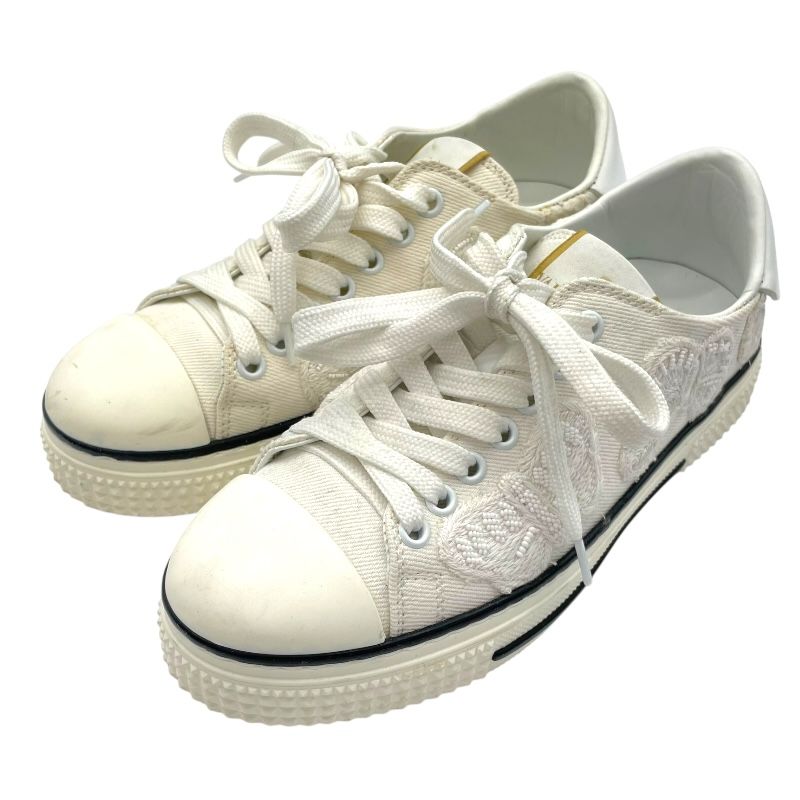 Valentino Butterfly Canvas Low-Cut Sneakers - White Cotton for Women