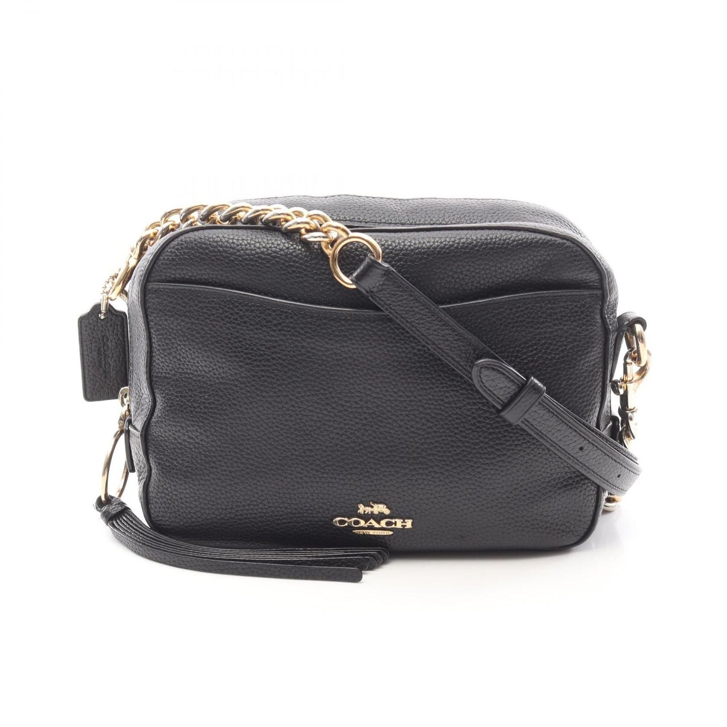 COACH Black Leather Fringe Camera Shoulder Bag - Timeless Elegance