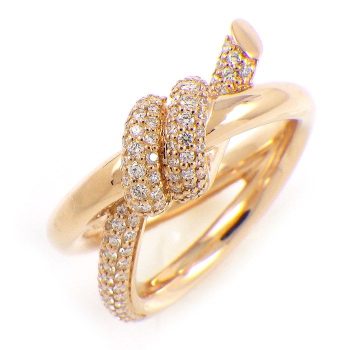 Tiffany & Co. Knot Double Row Ring with 0.31ct Diamonds in K18PG