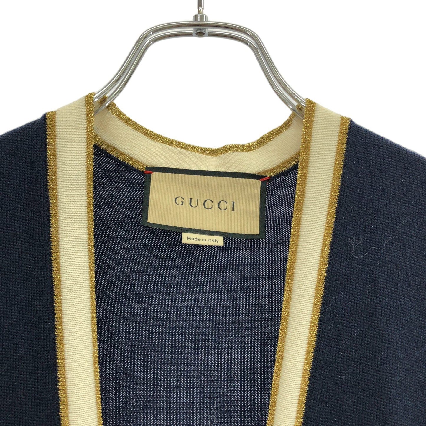 GUCCI Navy & Off-White Wool Dress - Timeless Elegance