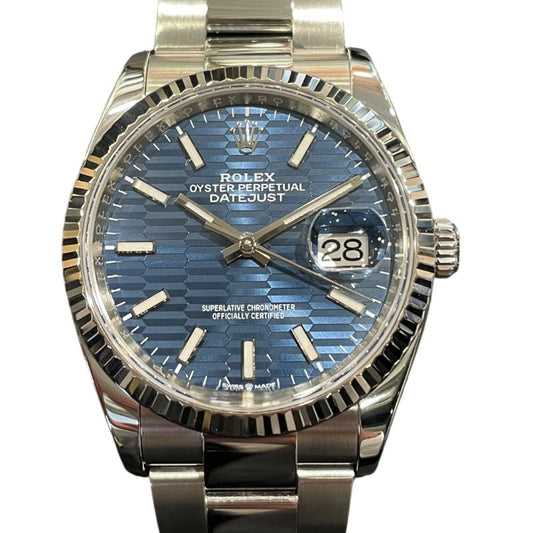 Rolex Datejust 36 Fluted Motif 126234 - Blue Dial, SS/WG