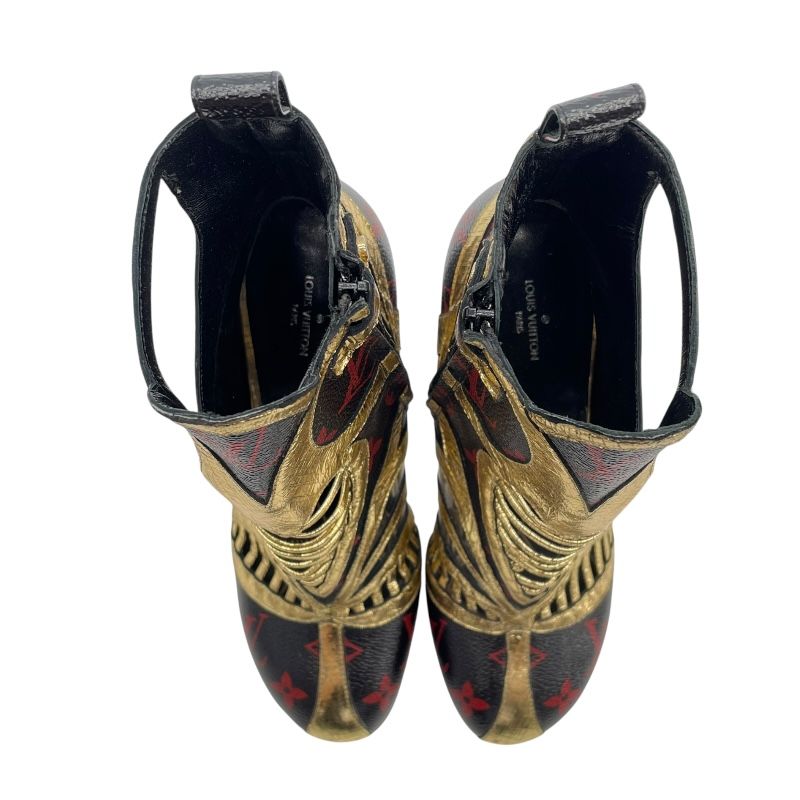 Louis Vuitton Queen of Hearts Monogram Infra Rouge Short Boots - Black