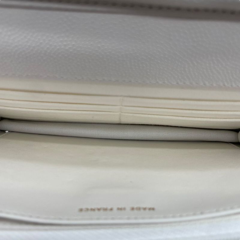 CHANEL Matelassé Chain Wallet AP0250 in White Caviar Leather