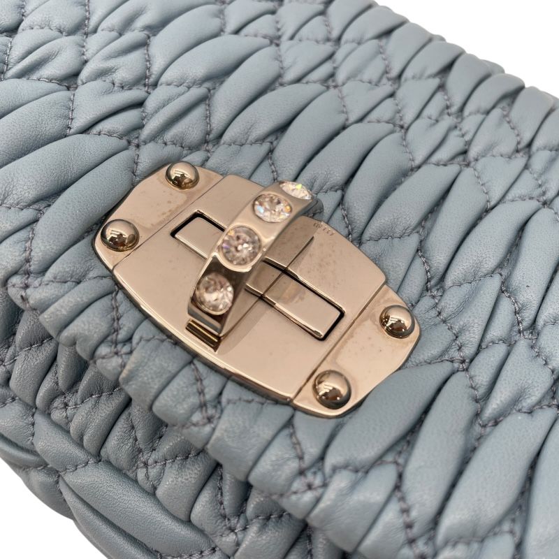 miu miu Nappa Crystal 2WAY Bag in Light Blue - Exquisite Craftsmanship