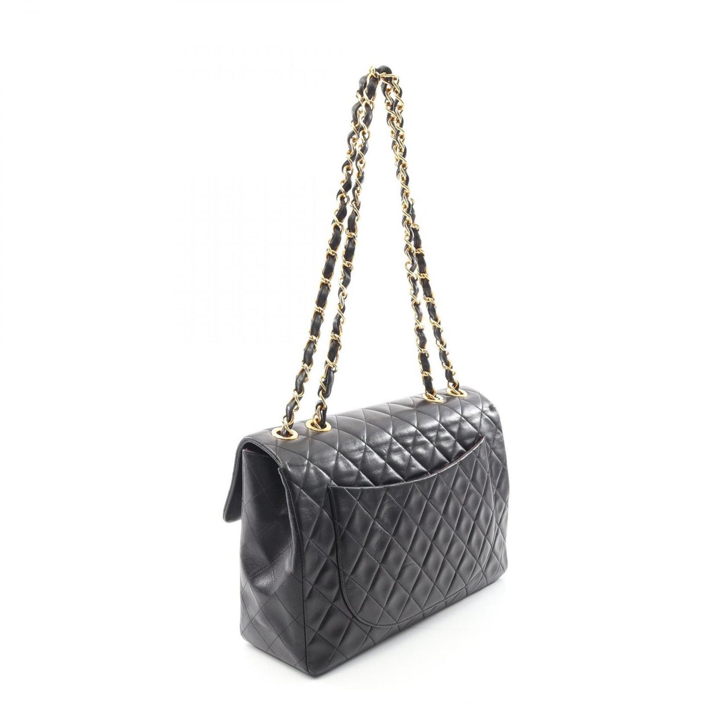 CHANEL De Camellia 34 Shoulder Bag in Black Lambskin