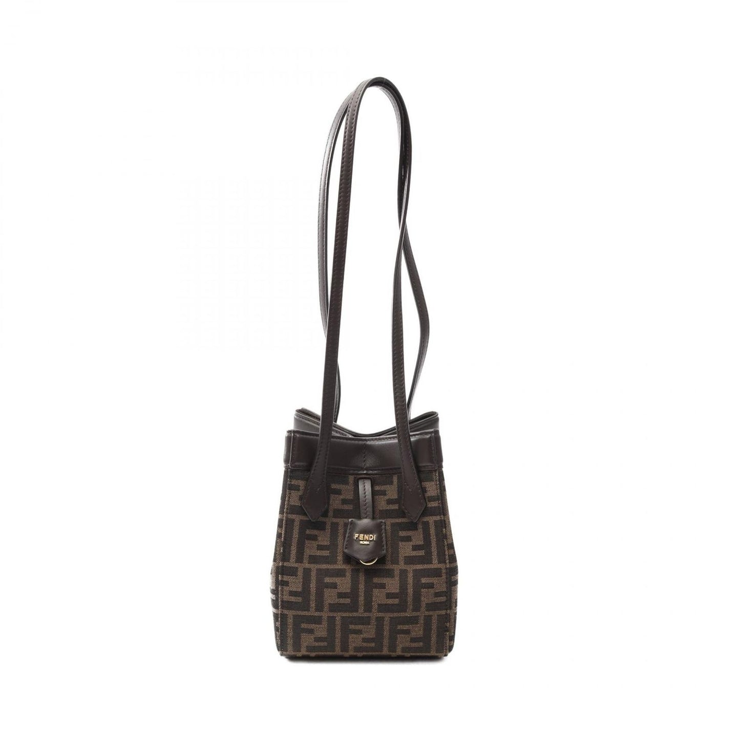 FENDI Origami Mini Shoulder Bag in Black/Khaki Canvas & Leather