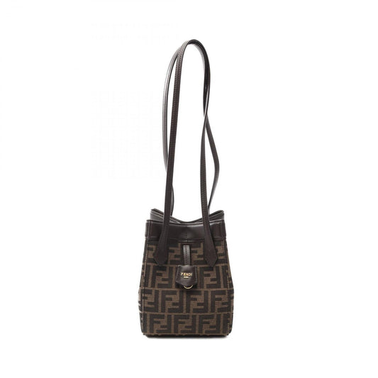 FENDI Origami Mini Shoulder Bag in Black/Khaki Canvas & Leather