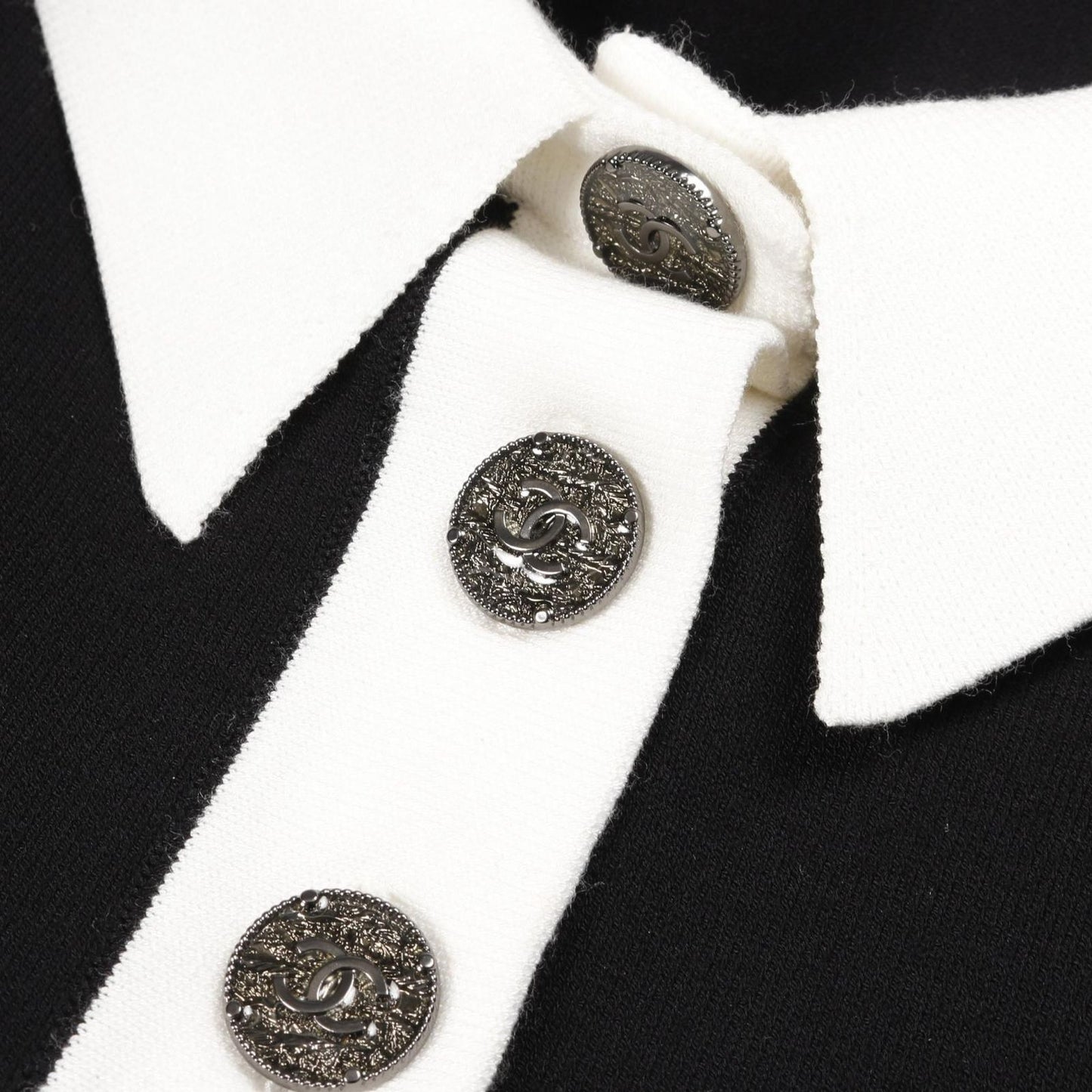 CHANEL Coco Mark Button Dress - Timeless Elegance in Black & White