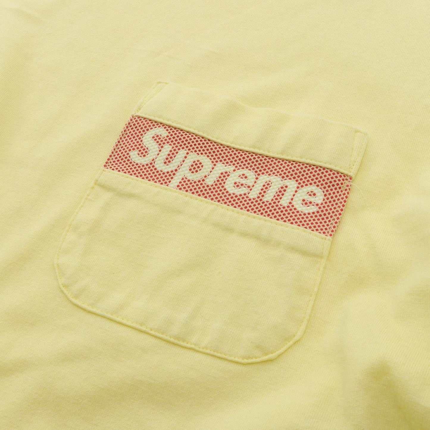 Supreme Mesh Stripe Pocket Tee - Exclusive Yellow Cotton Tee