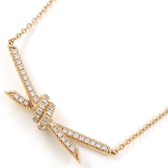 Tiffany & Co. Knot Necklace with 0.38ct Diamond in K18 Pink Gold