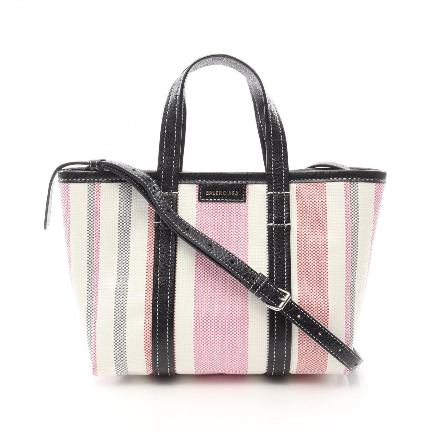 BALENCIAGA Barbès Small Handbag in Black/White/Pink Leather