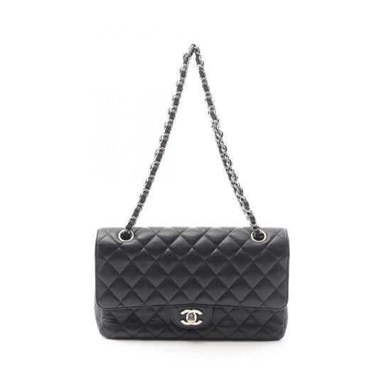 CHANEL Matelassé Double Flap Shoulder Bag - Black Leather