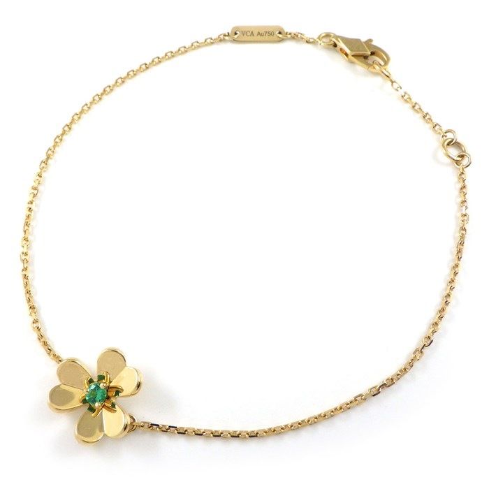 Van Cleef & Arpels Frivole Mini Bracelet with Emerald in 18K Yellow Gold