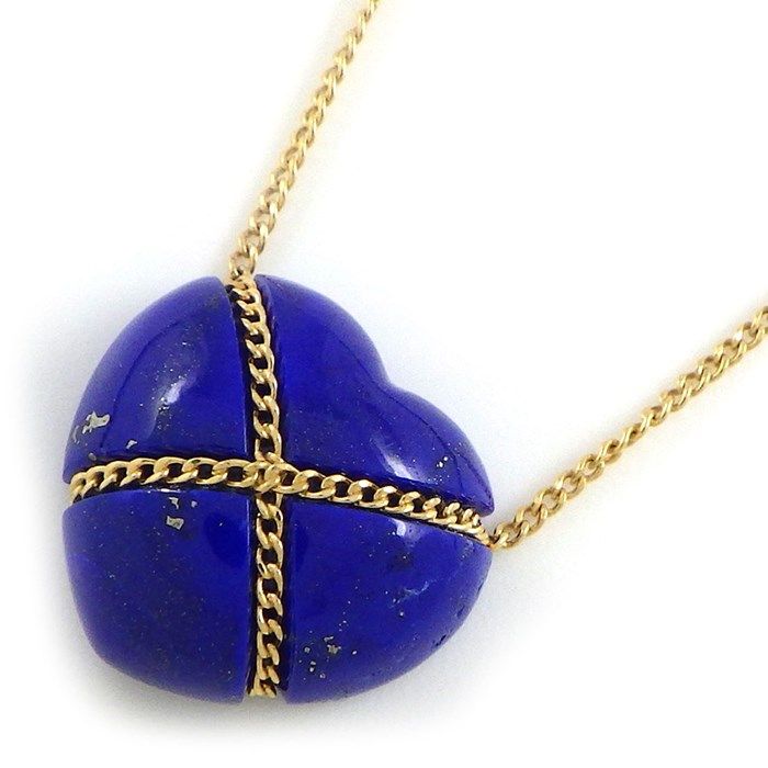 Tiffany & Co. K18YG Lapis Lazuli Heart Cross Necklace