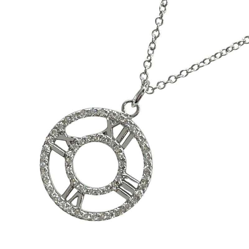 Tiffany & Co. Open Atlas Medallion Necklace in White Gold & Diamonds