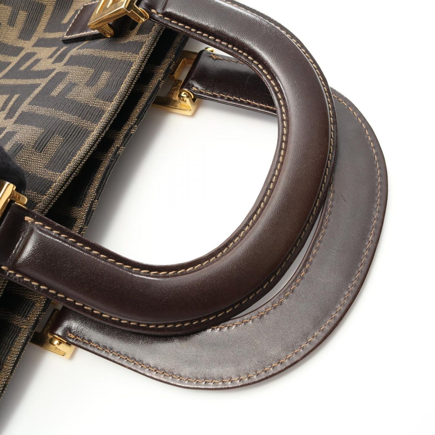 FENDI Zucca Canvas & Leather Tote Bag - Black/Khaki