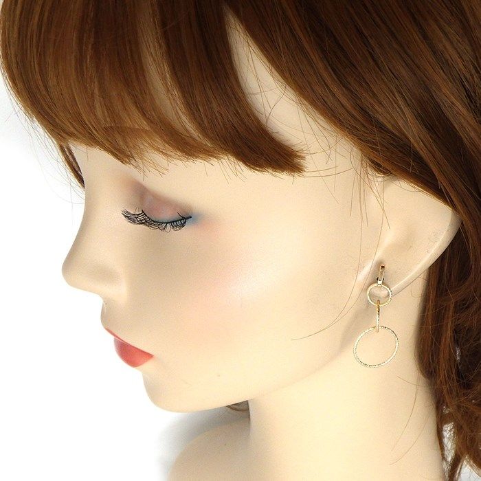 K10YG Twisted Circle Link Swing Earrings - Exquisite Craftsmanship