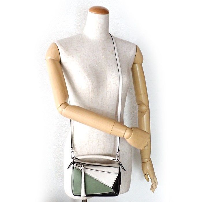 LOEWE Mini Puzzle Handbag in White Rosemary Leather