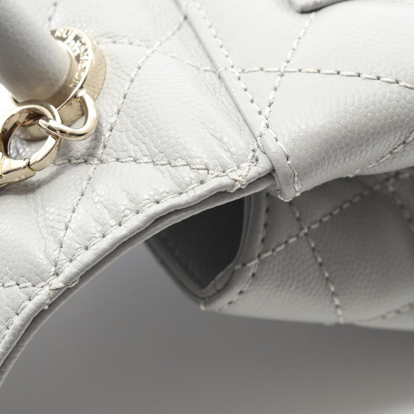 CHANEL Coco Handle XXS Handbag in Light Gray Caviar Leather