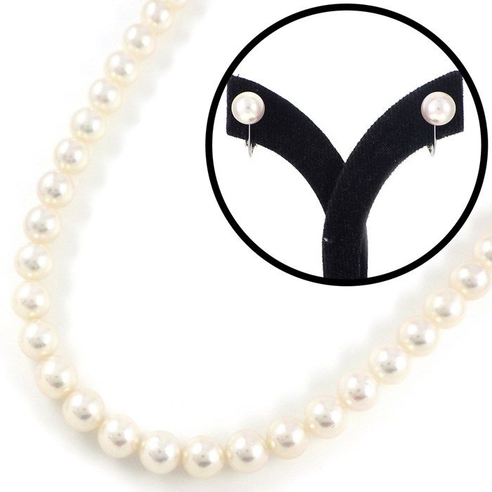 TASAKI Akoya Pearl Necklace & Earring Set in White Gold