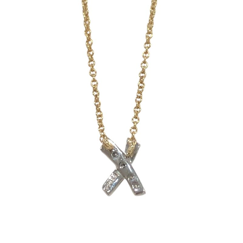 Tiffany & Co. K18/Pt950 Kiss Necklace with Diamond