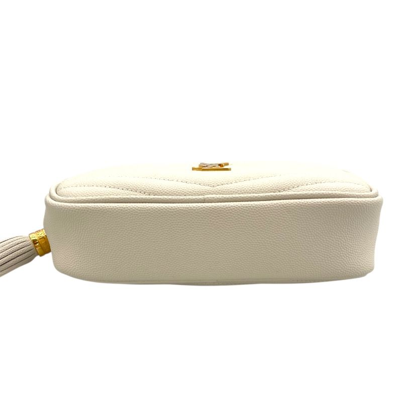 SAINT LAURENT Rive Gauche Roomy Shoulder Bag in White Grain Leather