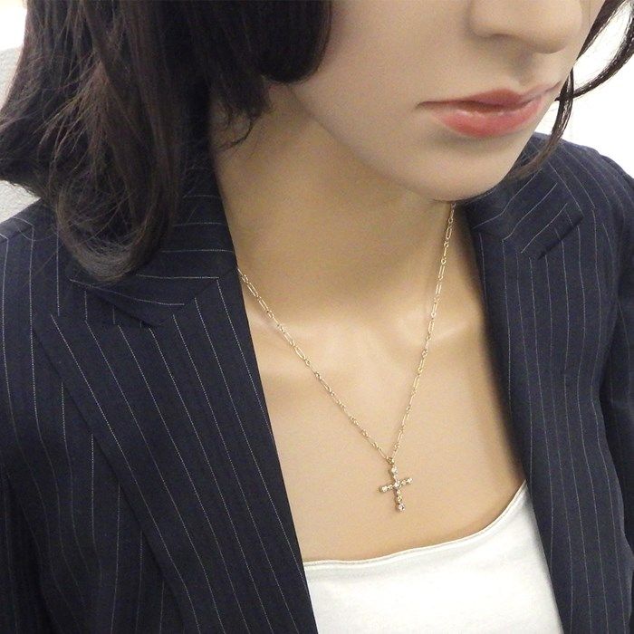 KASHIKEY Cross Motif Necklace with Brown Diamonds in 18K Yellow Gold