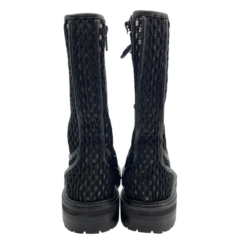 Jimmy Choo Black Leather Mesh Lace-Up Boots - Size 36