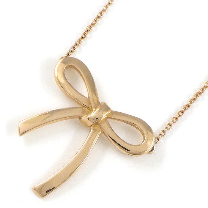 Tiffany & Co. Bow Ribbon Motif Necklace in K18 Pink Gold