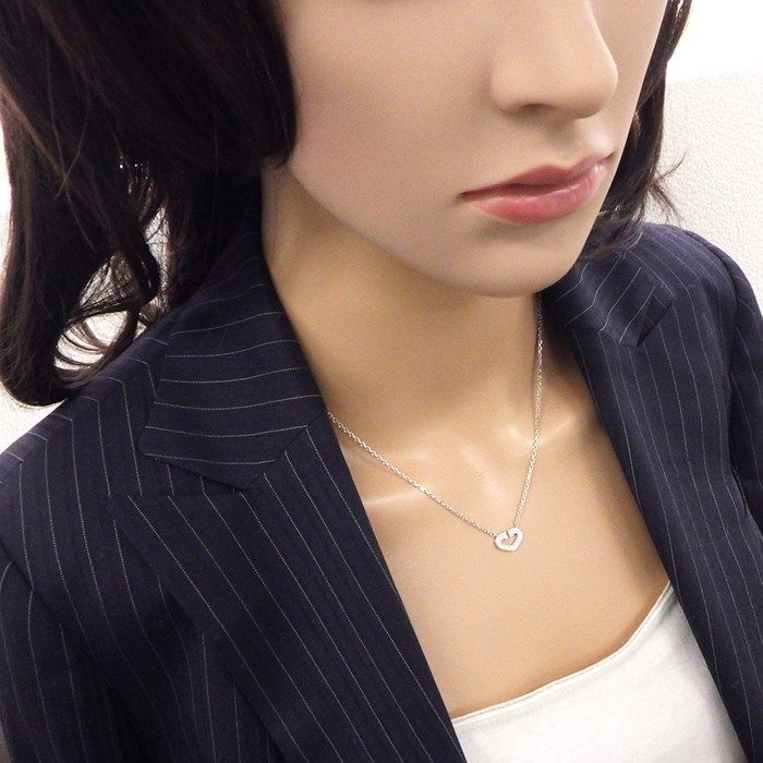Cartier C Heart Pave Diamond Necklace in 18K White Gold