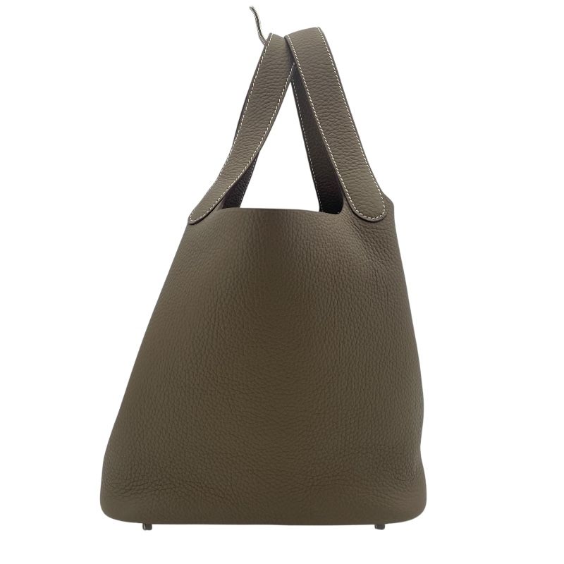 HERMES Picotin Lock MM Handbag in Etoupe with Silver Hardware