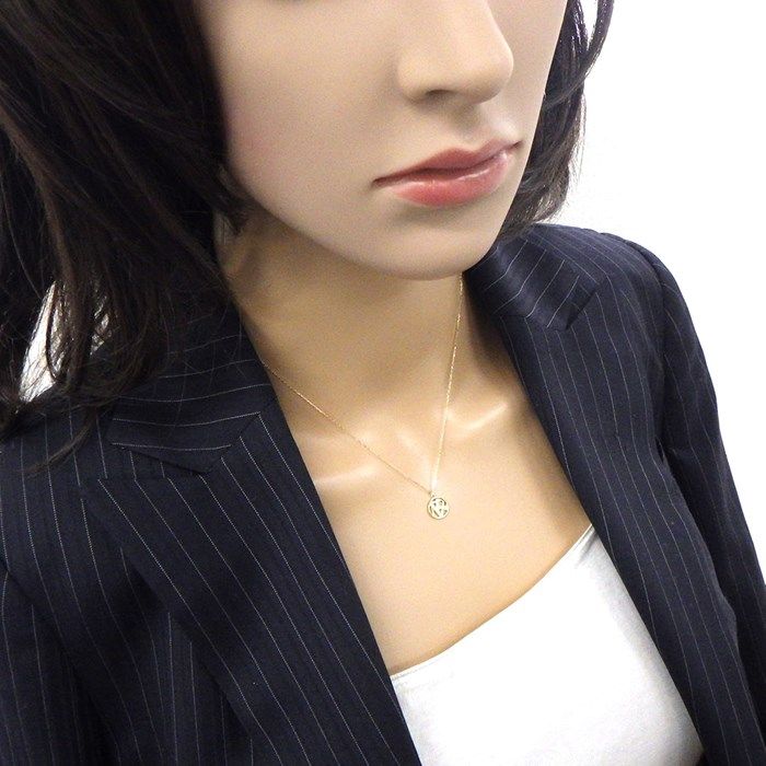 K10 Yellow Gold Initial K Round Circle Necklace - Timeless Elegance