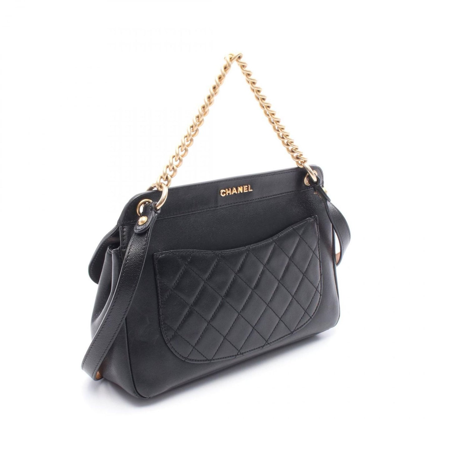 CHANEL Classic Matelassé Black Leather Shoulder Bag