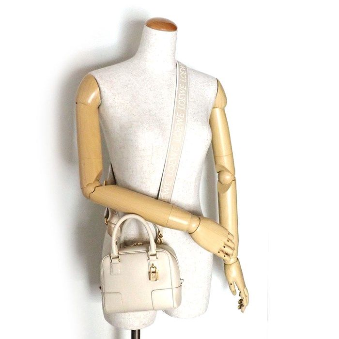 LOEWE Amazona 16 Square Handbag in White Calf Leather