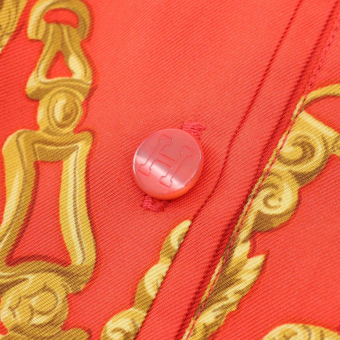 HERMES Brides de Gala Silk Cotton Blouse - Exquisite Red & Multi-Color