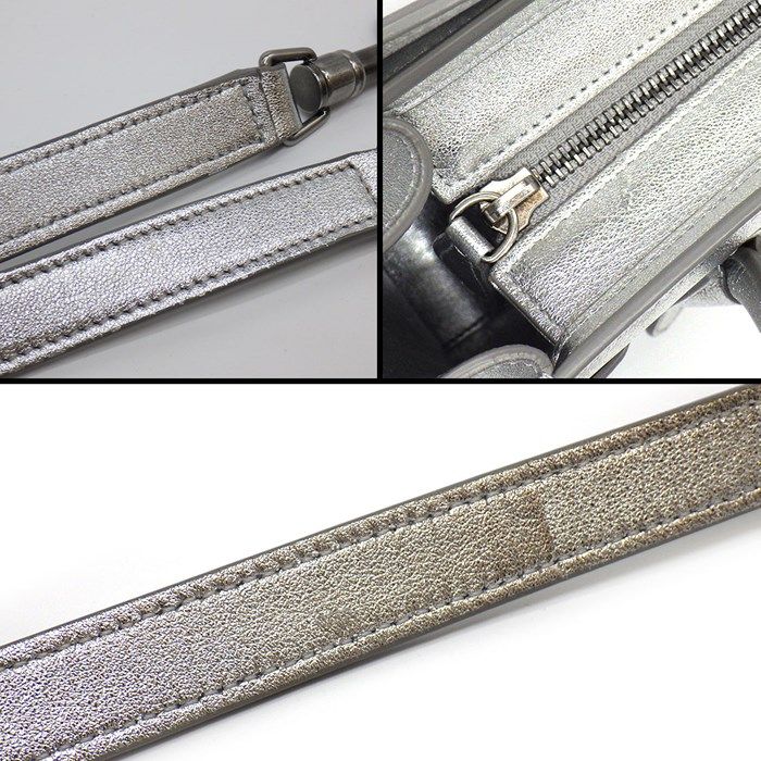 CELINE Luggage Nano Handbag in Metallic Silver - Timeless Elegance