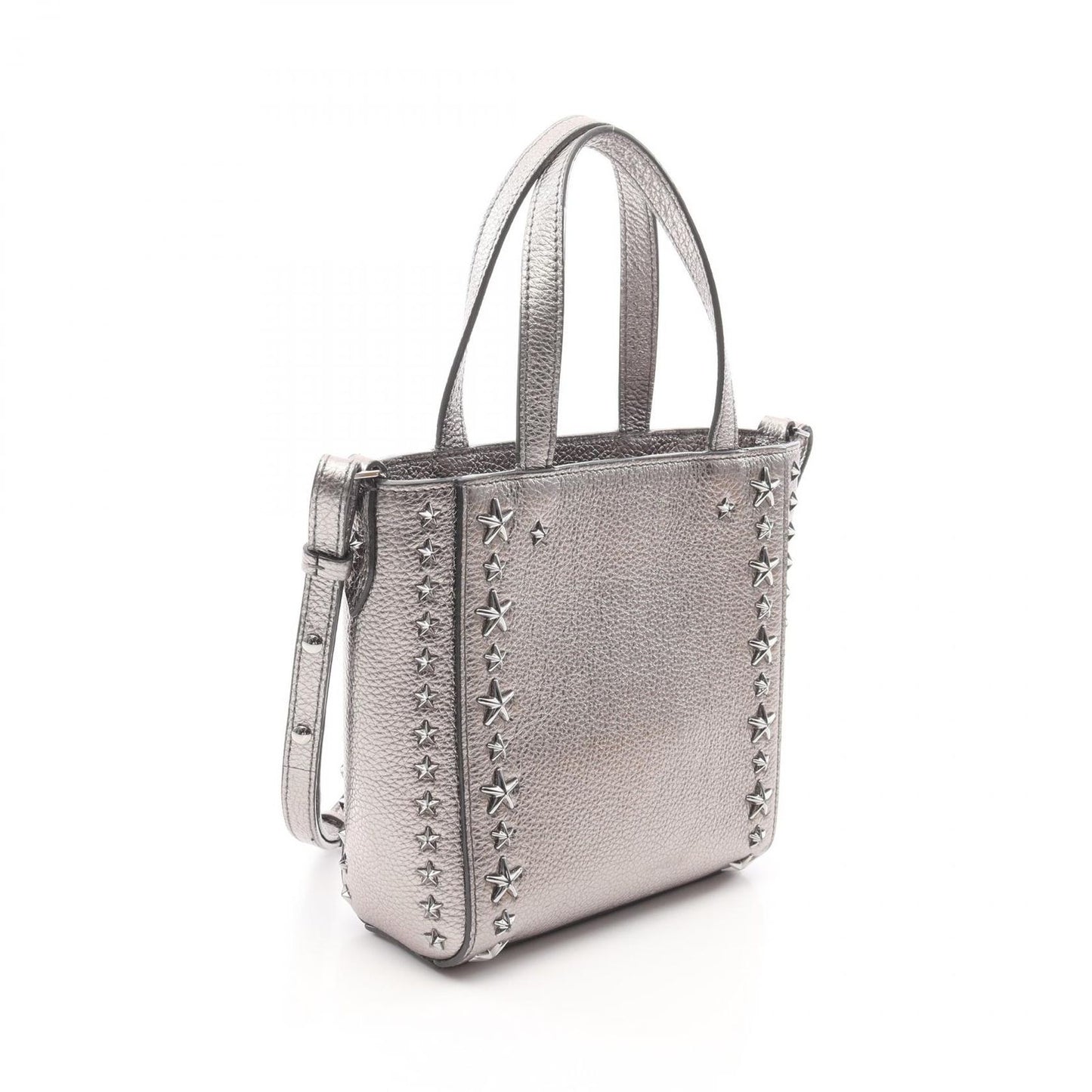 JIMMY CHOO Mini Pegasi Metallic Silver Leather Handbag