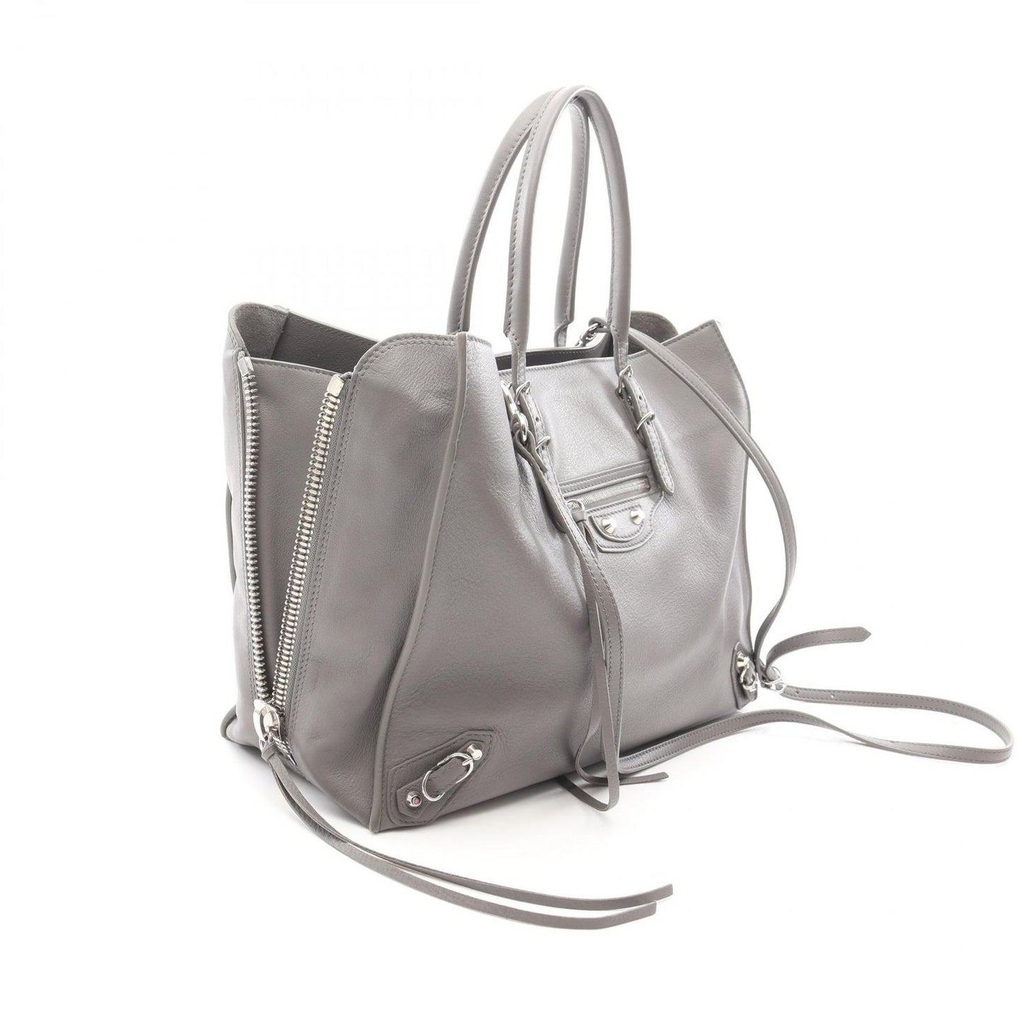 Balenciaga Paper B4 Zip Around Tote Bag in Gray Leather