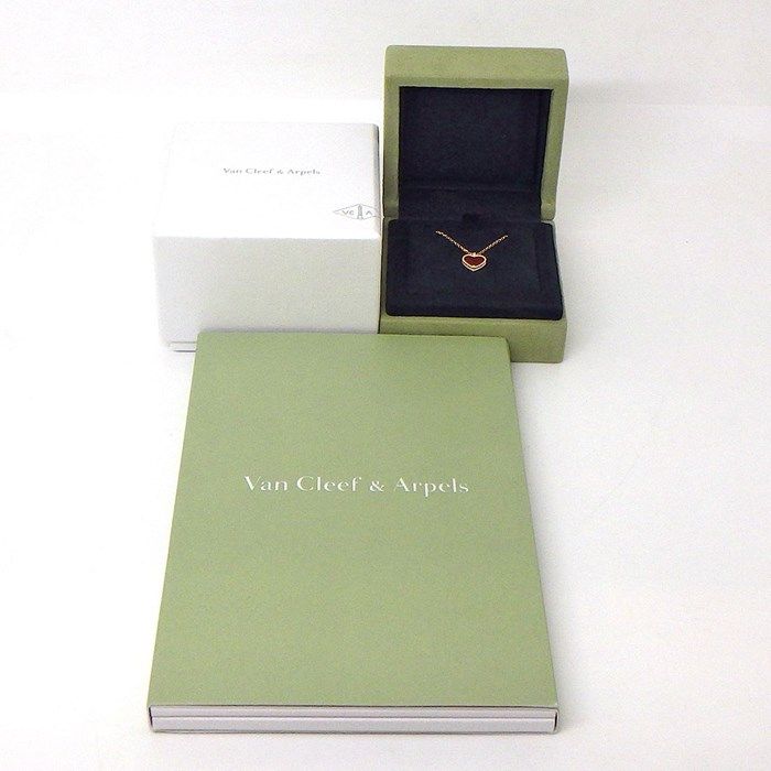 Van Cleef & Arpels Sweet Heart Necklace in K18 Pink Gold & Carnelian