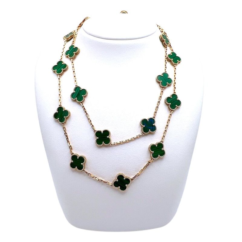 Van Cleef & Arpels Vintage Alhambra Long Necklace K18 Malachite