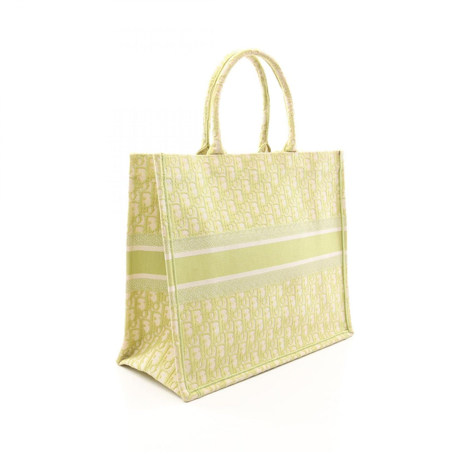 Dior Book Tote Large in Yellow-Green Canvas - Timeless Elegance