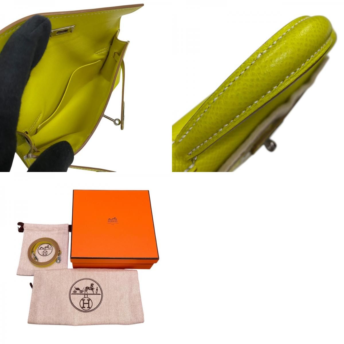 HERMES Tiny Kelly Lime with Silver Hardware - Exquisite Craftsmanship