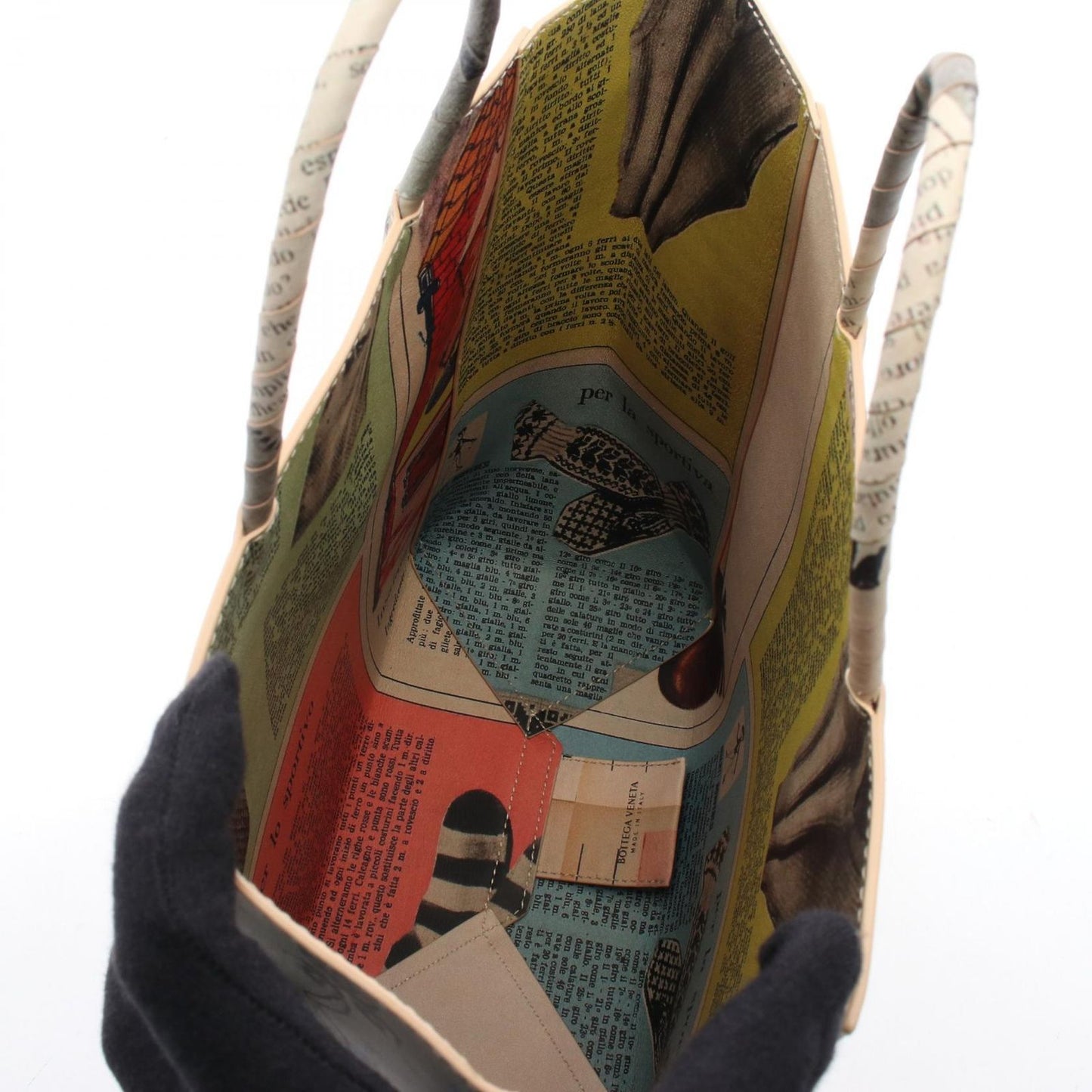 Bottega Veneta Multi-Color Leather Newspaper Tote Bag