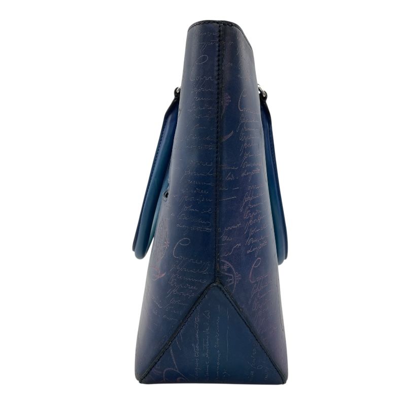 Berluti Trousseau Blue Scrit Leather Men's Tote Bag