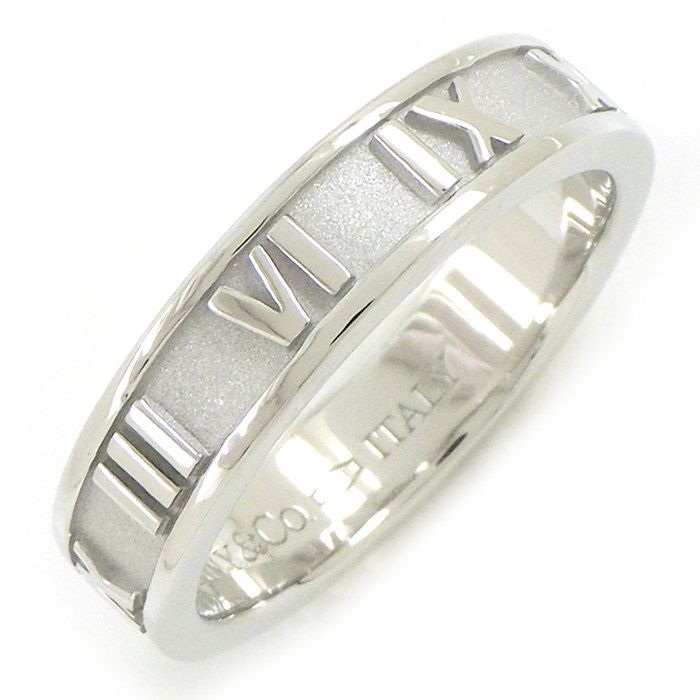 Tiffany & Co. Atlas Narrow Ring in K18 White Gold - Size 9