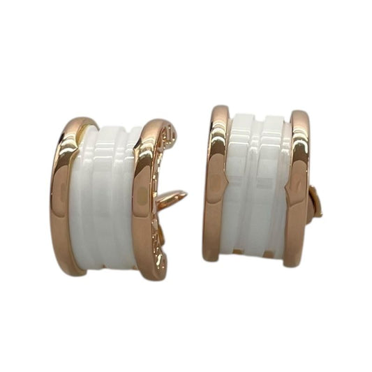 BVLGARI B.zero1 750PG Ceramic Earrings - Exquisite White Elegance