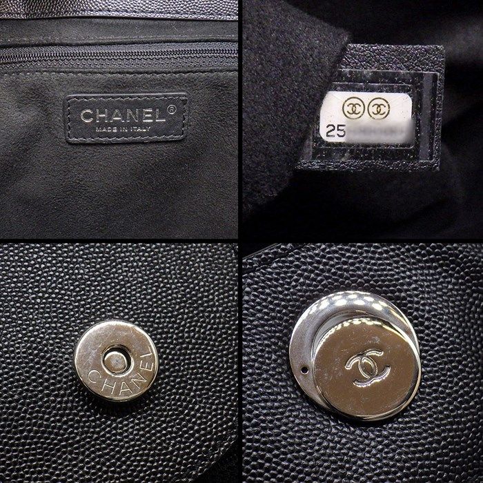 CHANEL Deauville MM Studded Handbag in Black Grained Calfskin